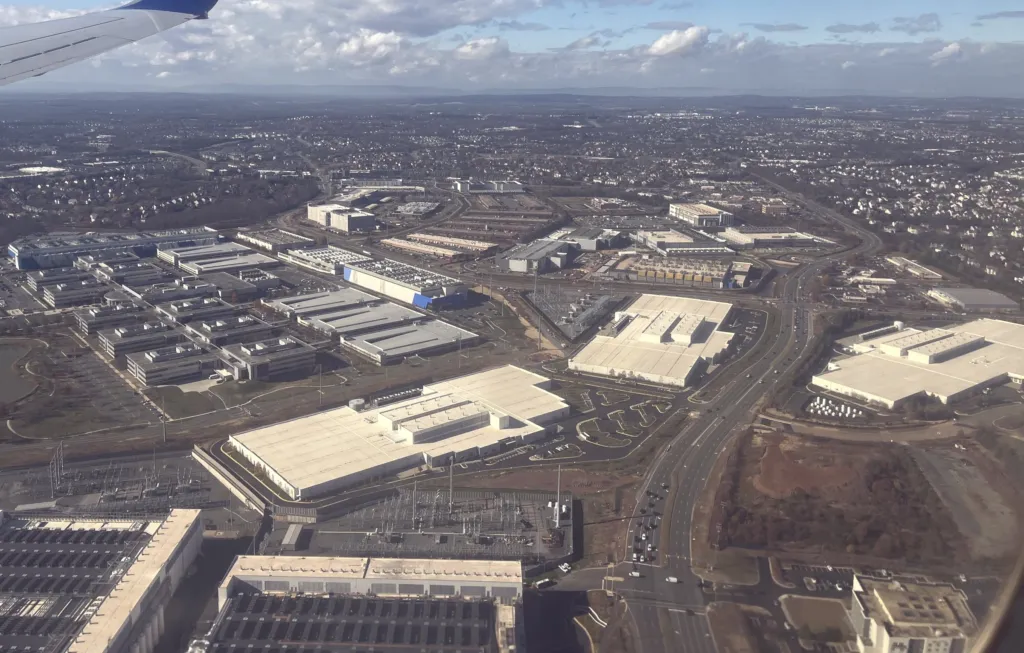 Aerial view of a data center campus